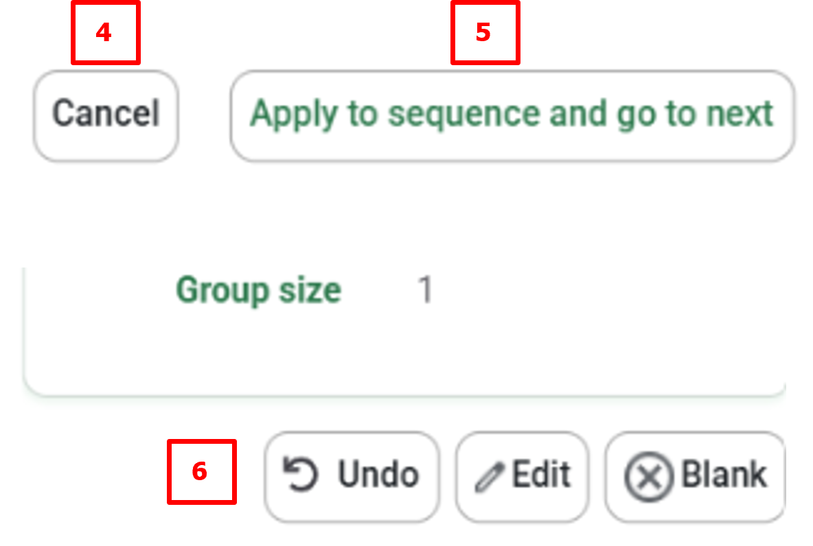 Screenshot of options to confirm or edit identifications in image sequences