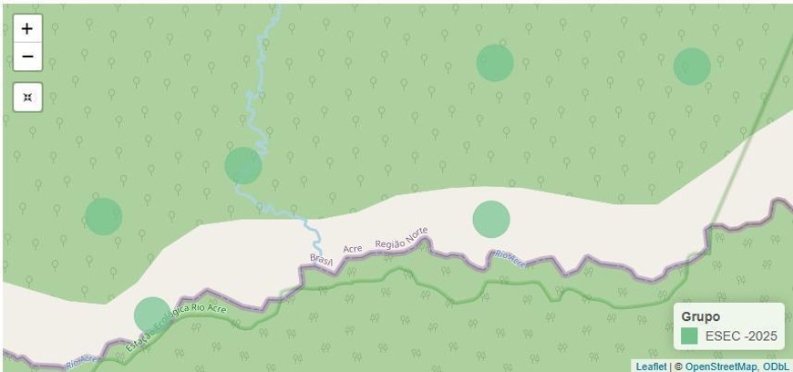 Jaguar (Panthera onca) detection locations. Circle size is proportional to number of detections.